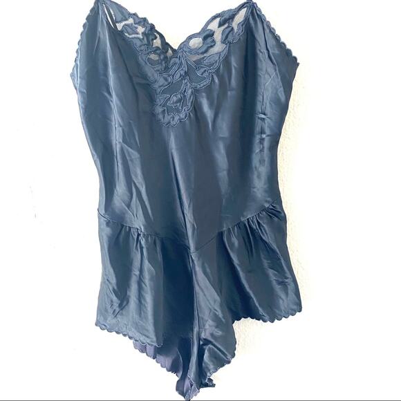 Vintage Barbizon Black Satin Lingerie Romper Small - Picture 2 of 9